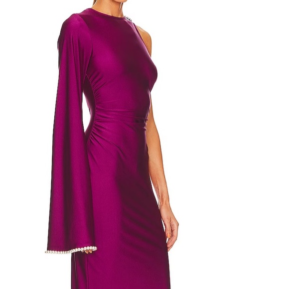 REVOLVE Khriya Pearl Trim Maxi Dress in Cranberry - Picture 5 of 6